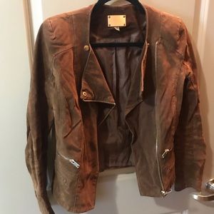 Brown suede jacket moto jacket